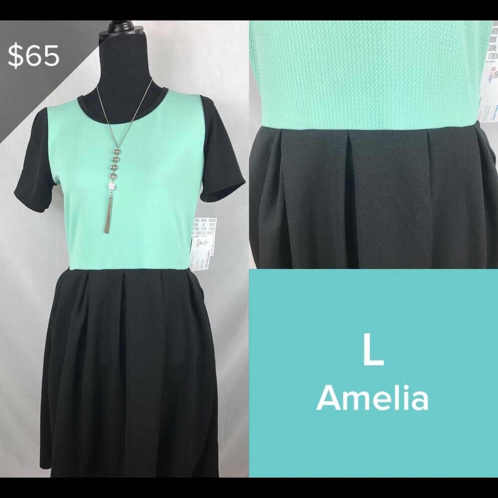Large Amelia black and mint LuLaRoe